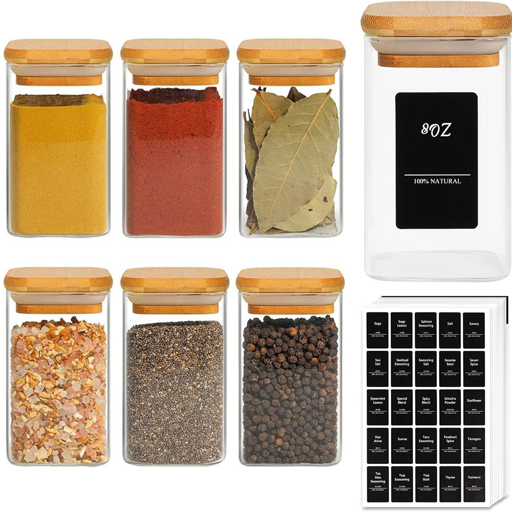 Mason Jar 8Oz - Toples Bumbu Kaca dengan Tutup Bambu,