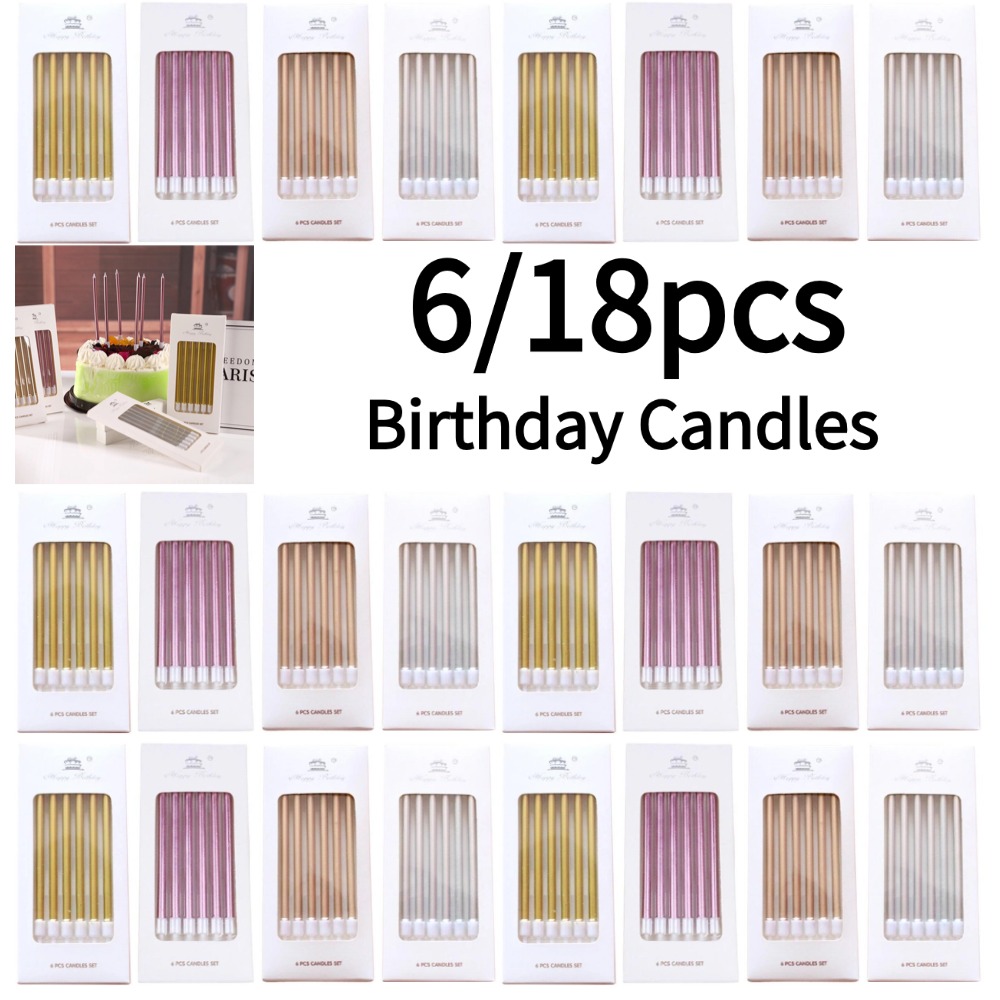 Candle Supplies Usa - 6/18pcs Lilin Ulang Tahun Logam Emas