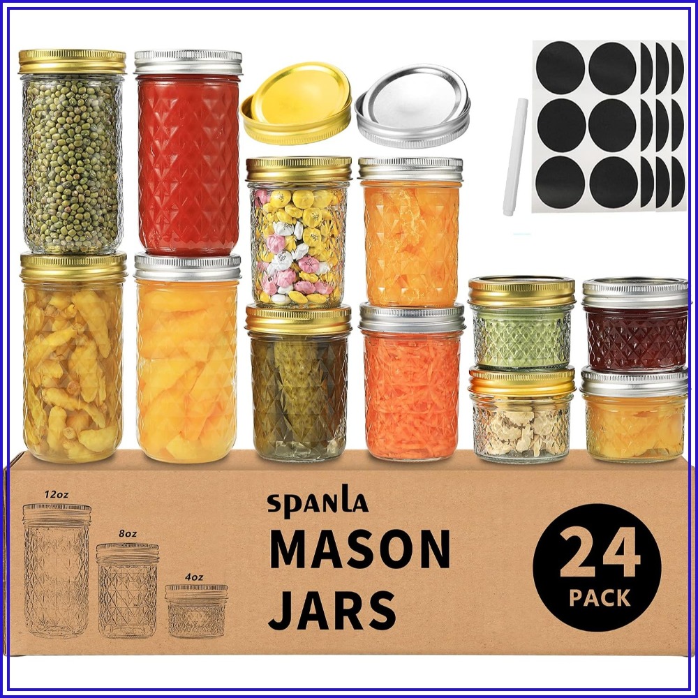 24 Botol Mason dengan Tutup -  - Mason Jar 8Oz ulasan dan harga