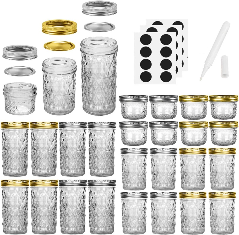 24 Botol Mason dengan Tutup -  - Mason Jar 8Oz ulasan dan harga