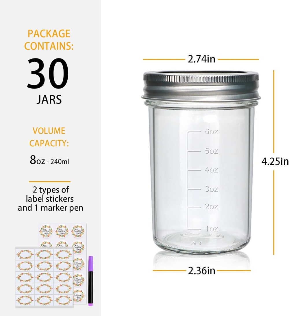 30 Paket Stoples Mason 8 oz de - Mason Jar 8Oz ulasan dan harga